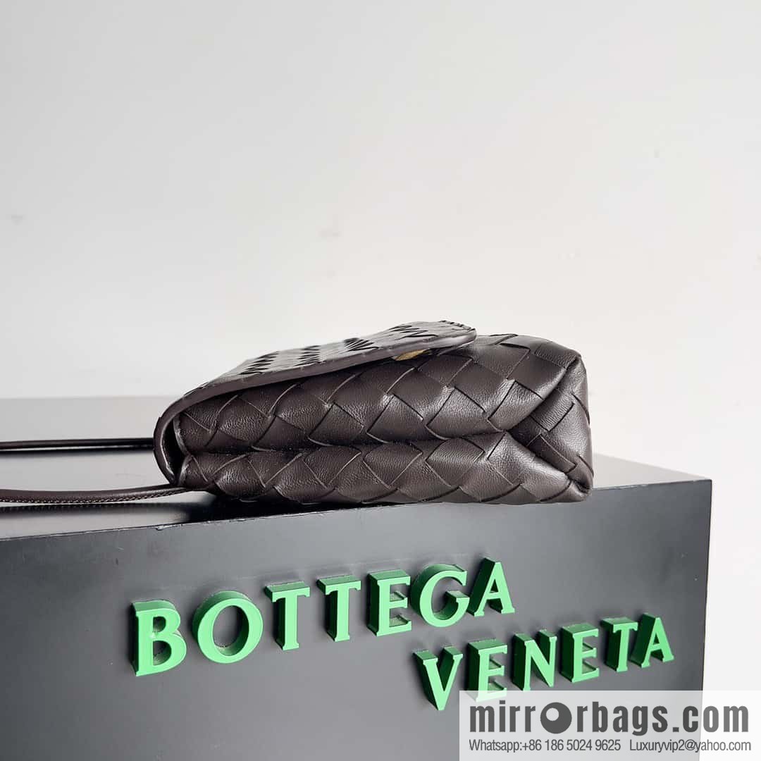 Bv new intrecciato weaving craft mini crossbody bag model number; 741897 chocolate color