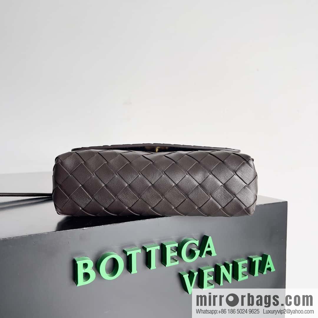 Bv new intrecciato weaving craft mini crossbody bag model number; 741897 chocolate color