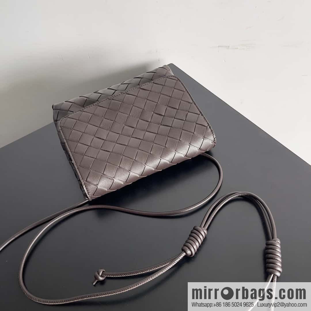 Bv new intrecciato weaving craft mini crossbody bag model number; 741897 chocolate color
