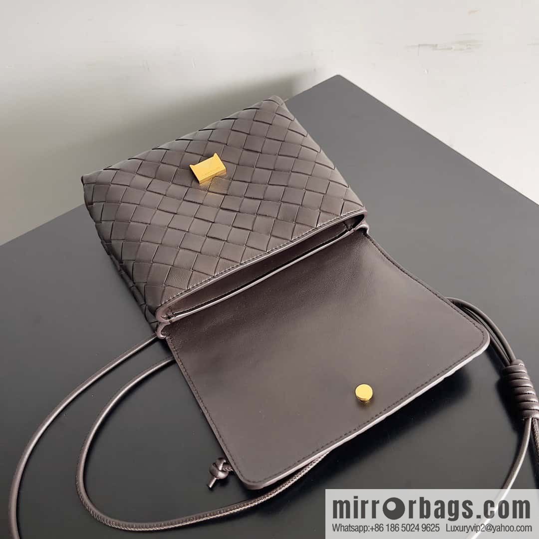 Bv new intrecciato weaving craft mini crossbody bag model number; 741897 chocolate color