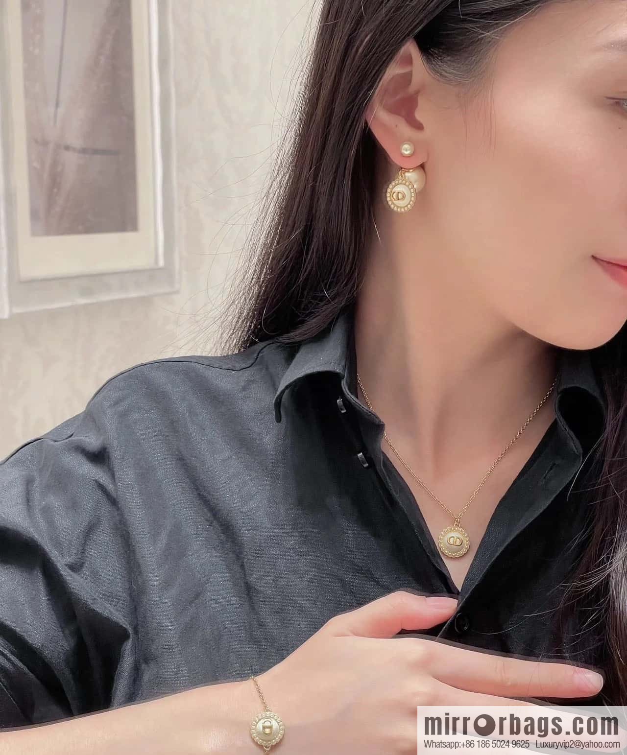New ☑️ DIOR Dior CD drip oil size pearl stud earrings
