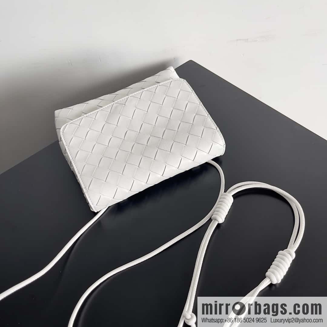 Bv new intrecciato knitting mini crossbody bag model number; 741897 white
