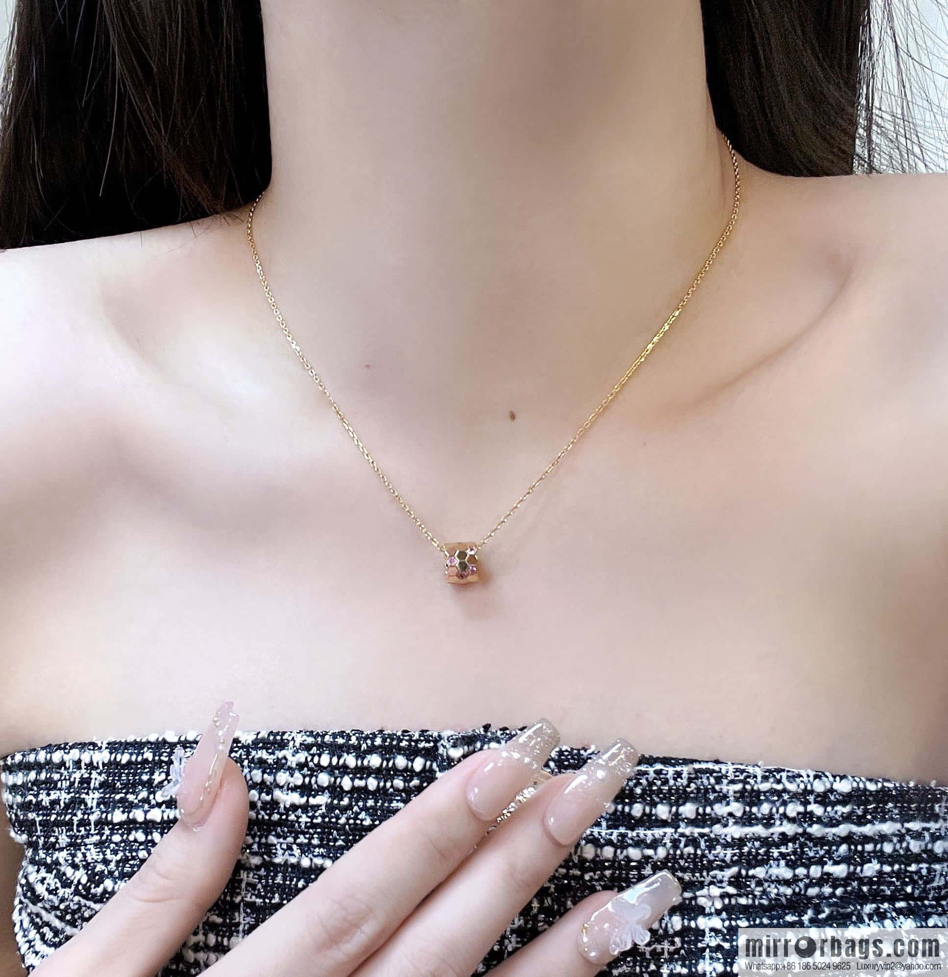 ❗️New popular ❗️ ☀️ CHAUMET new rose gold pink diamond honeycomb necklace ☀️