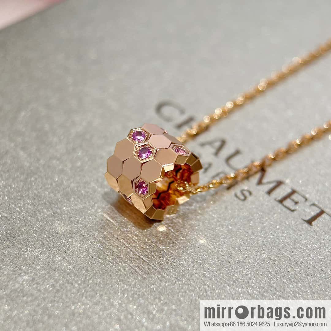 ❗️New popular ❗️ ☀️ CHAUMET new rose gold pink diamond honeycomb necklace ☀️