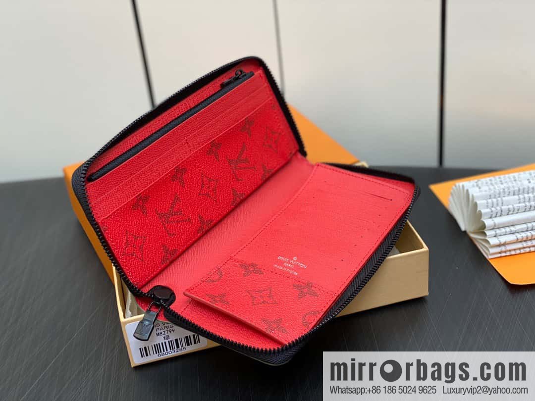 [Original single boutique] M82799 green, silk screen single zipper wallet series Zippy zipper wallet