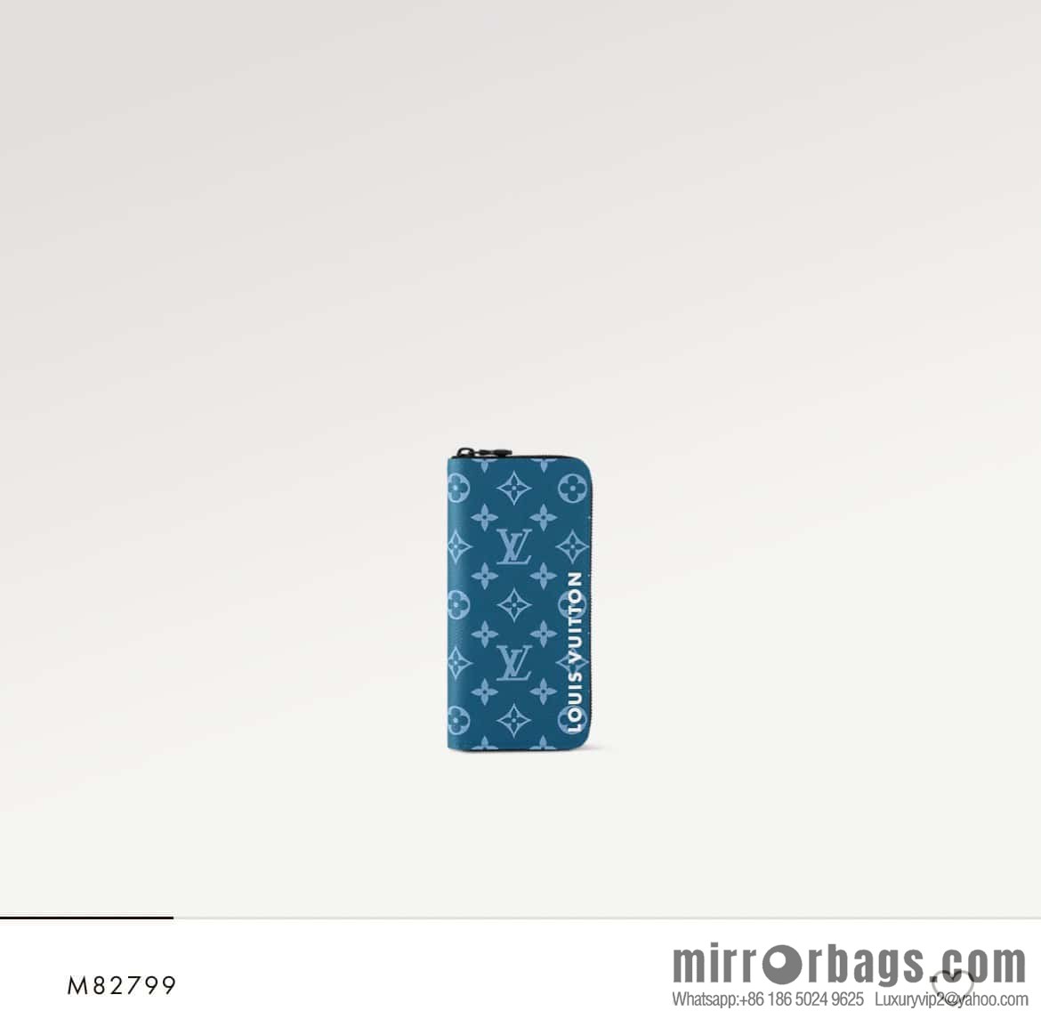 [Original single boutique] M82799 blue, silk screen single zipper wallet series Zippy zipper wallet