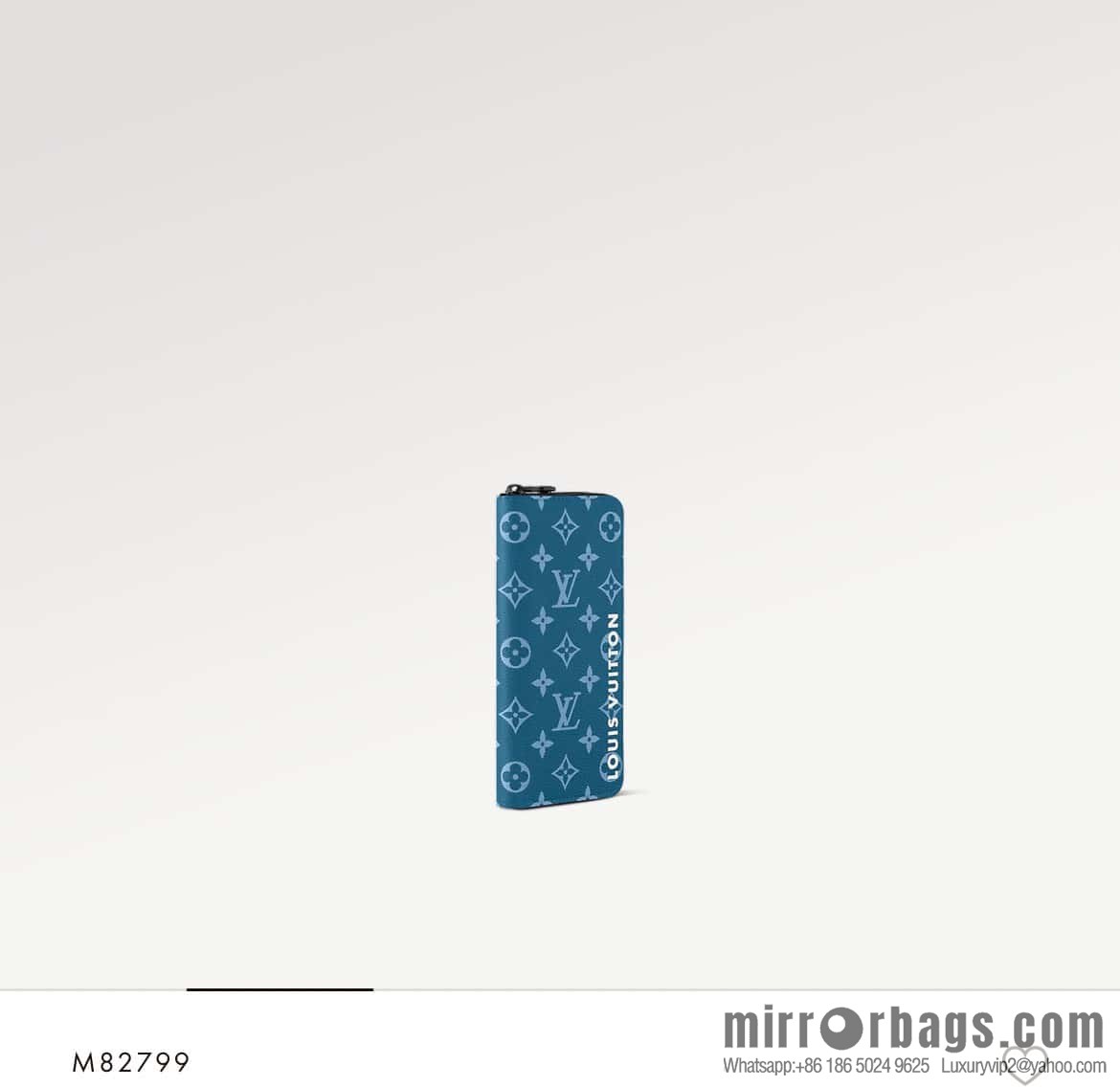 [Original single boutique] M82799 blue, silk screen single zipper wallet series Zippy zipper wallet