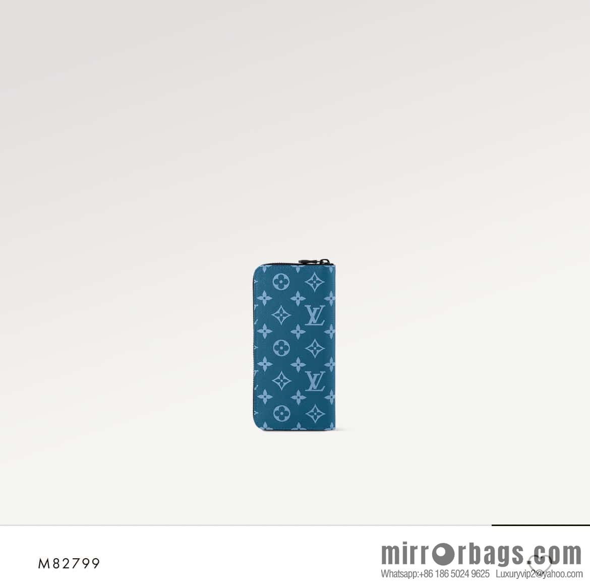 [Original single boutique] M82799 blue, silk screen single zipper wallet series Zippy zipper wallet