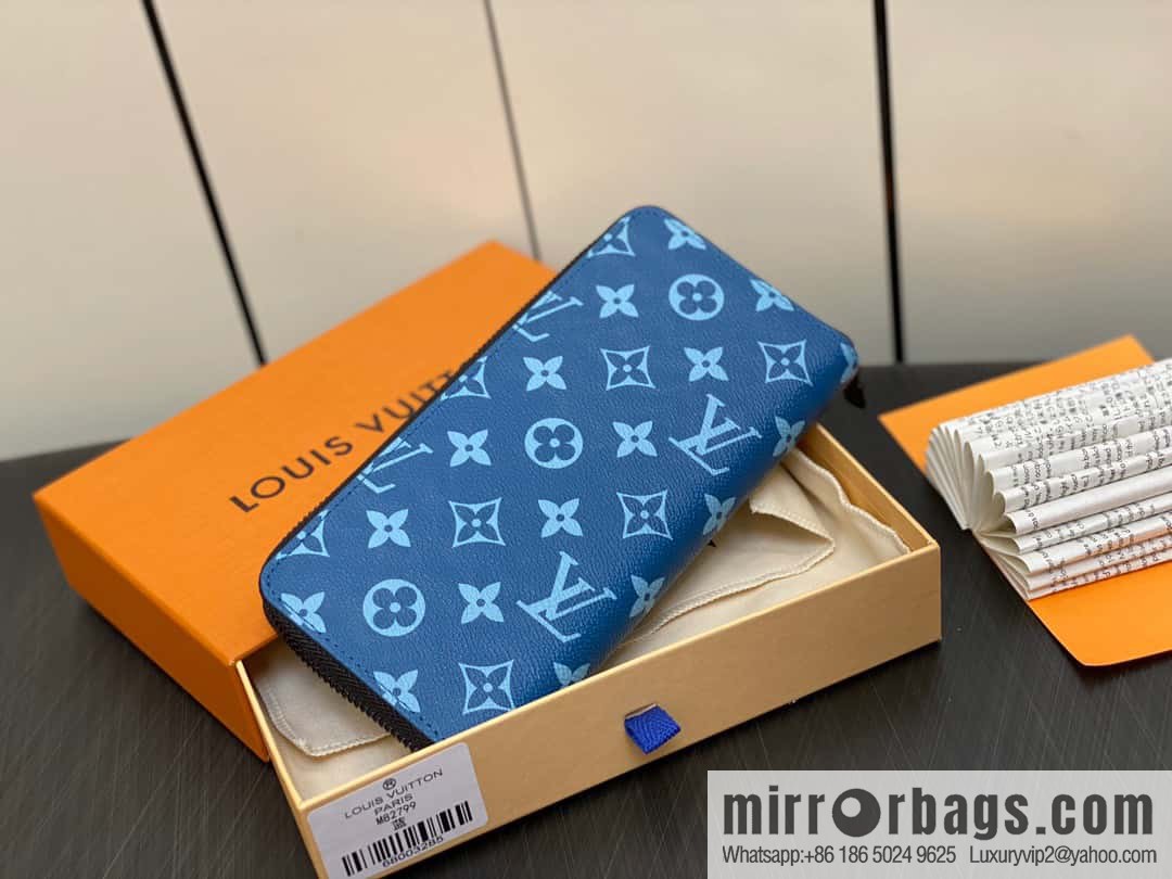 [Original single boutique] M82799 blue, silk screen single zipper wallet series Zippy zipper wallet