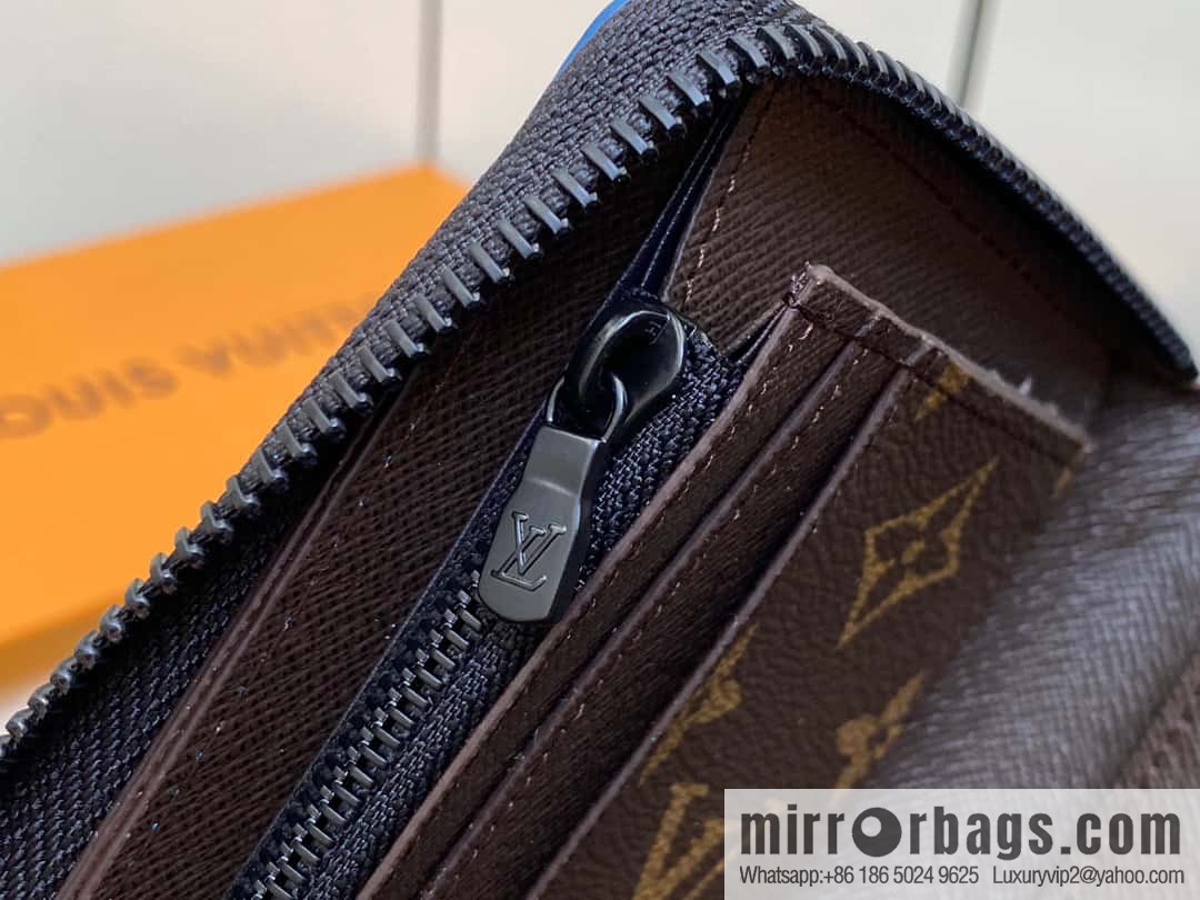 [Original single boutique] M82799 blue, silk screen single zipper wallet series Zippy zipper wallet
