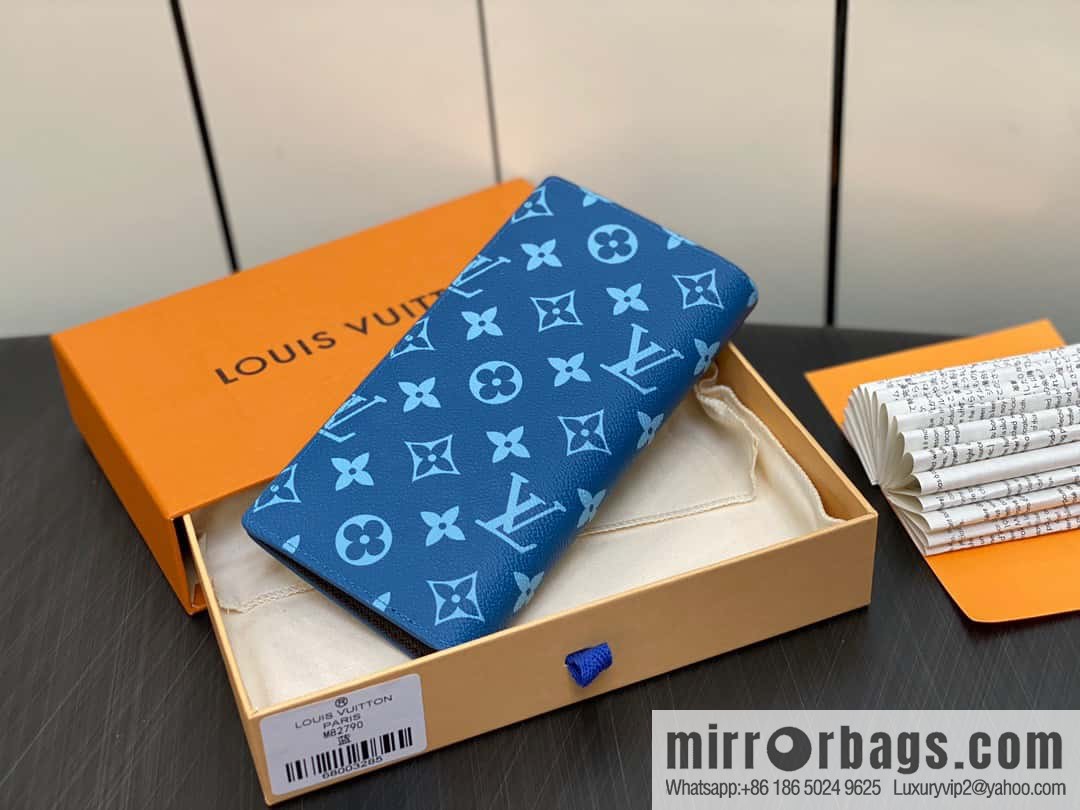 [Original order boutique] M82790 blue, silk screen suit wallet series Brazza wallet