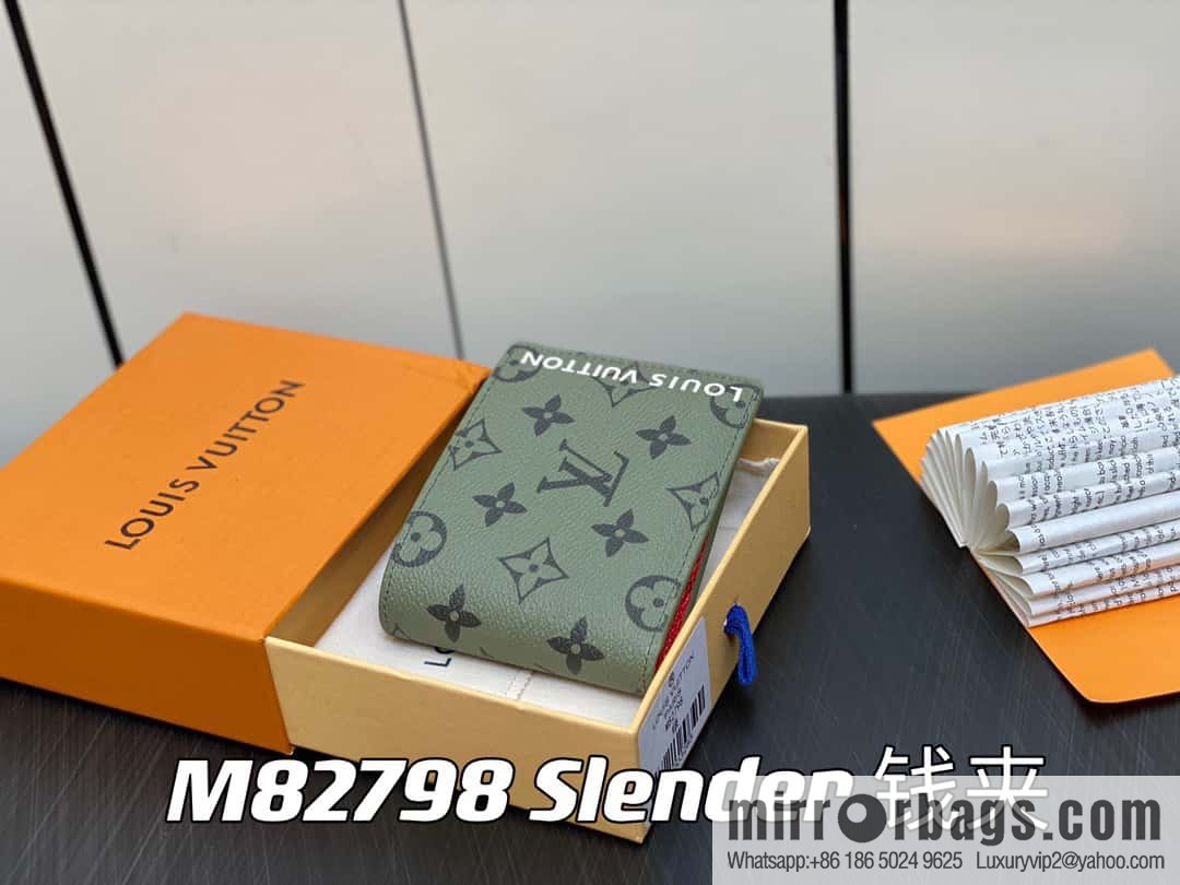 [Original single boutique] M82798 green, silk screen suit wallet series Slender wallet