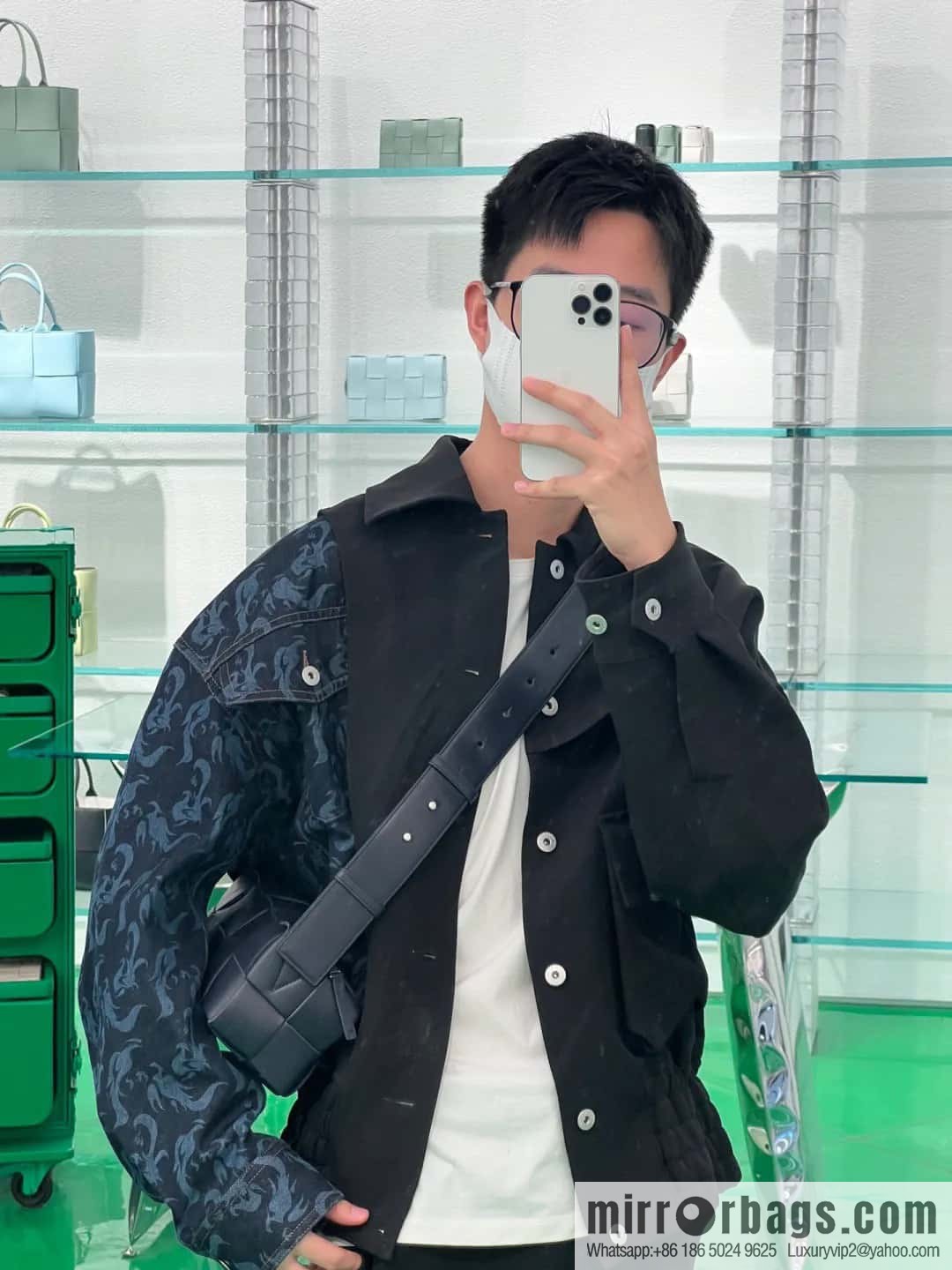 B Unisex the same BRICK CASSETTE long shoulder strap series crossbody bag shoulder backpack model; 729251 travertine green