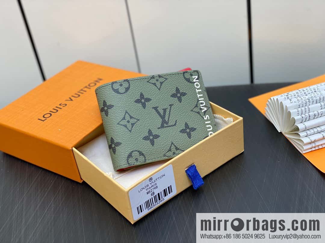 [Original single boutique] M82798 green, silk screen suit wallet series Slender wallet
