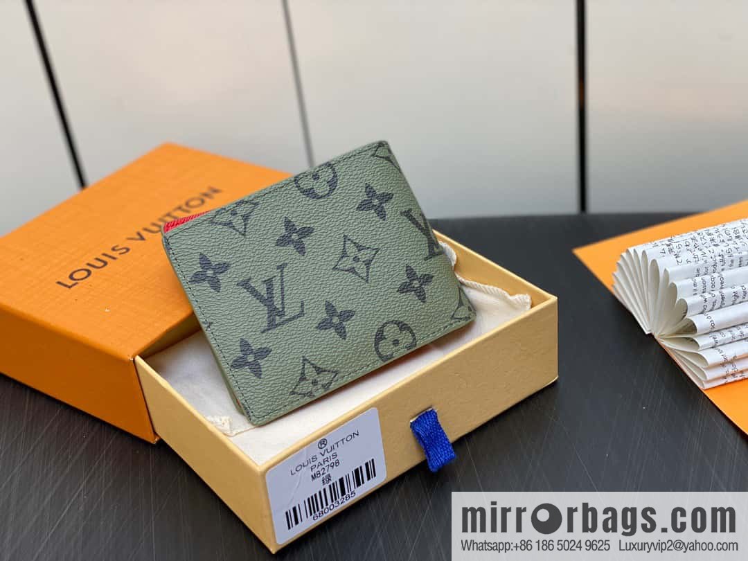 [Original single boutique] M82798 green, silk screen suit wallet series Slender wallet