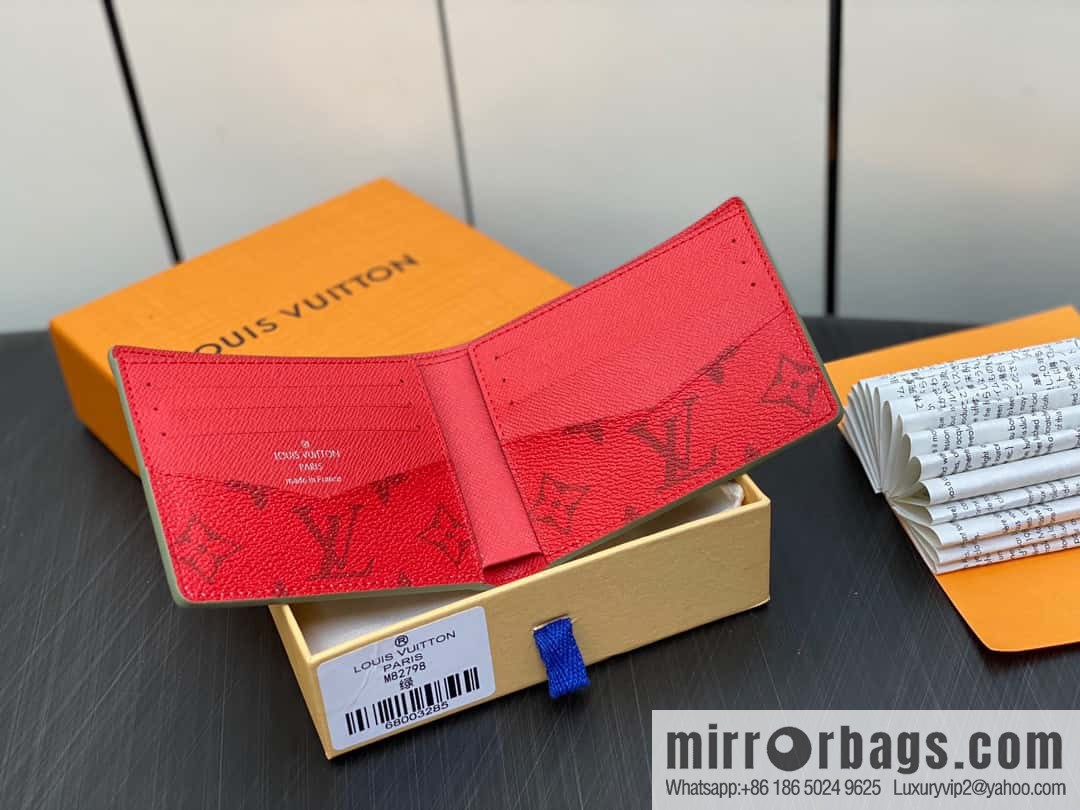 [Original single boutique] M82798 green, silk screen suit wallet series Slender wallet
