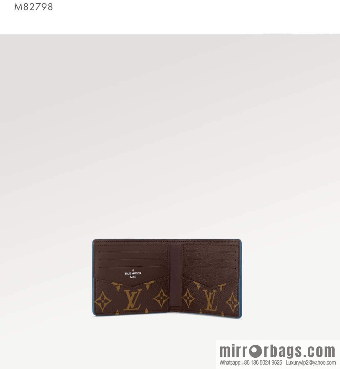 [Original single boutique] M82798 blue, silk screen suit wallet series Slender wallet