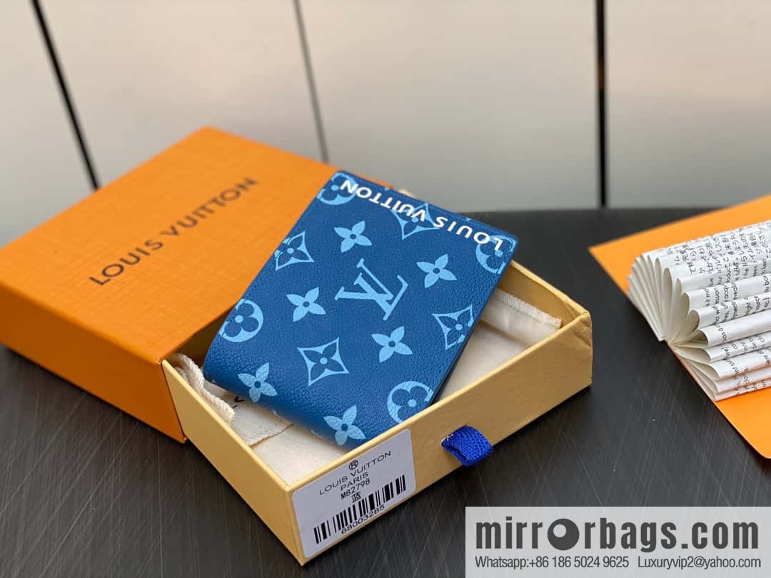 [Original single boutique] M82798 blue, silk screen suit wallet series Slender wallet