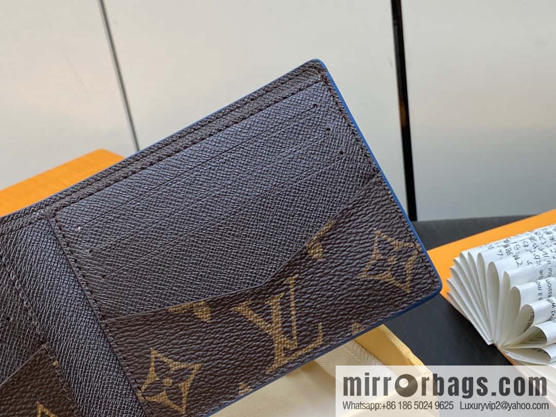 [Original single boutique] M82798 blue, silk screen suit wallet series Slender wallet