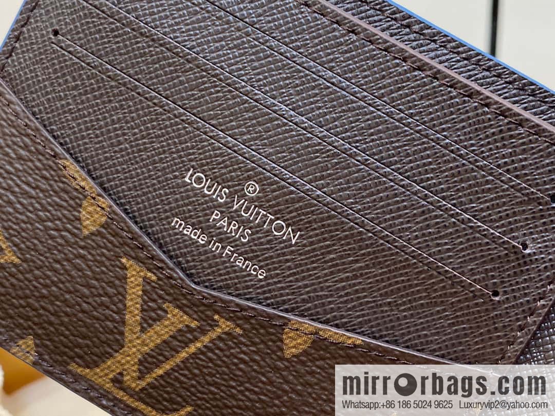 [Original single boutique] M82798 blue, silk screen suit wallet series Slender wallet