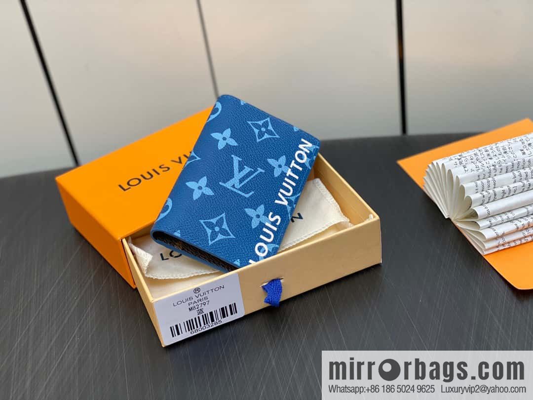 [Original single boutique] M82797 blue, silk screen card holder wallet series, pocket wallet
