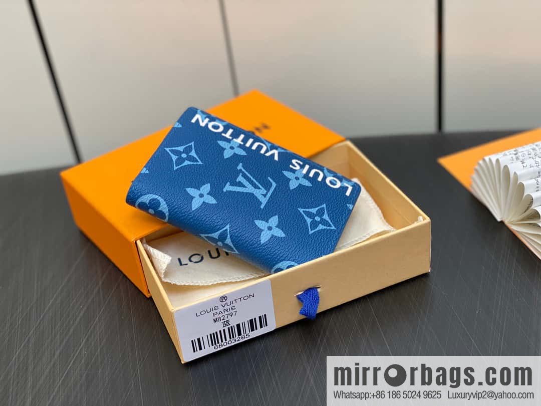 [Original single boutique] M82797 blue, silk screen card holder wallet series, pocket wallet