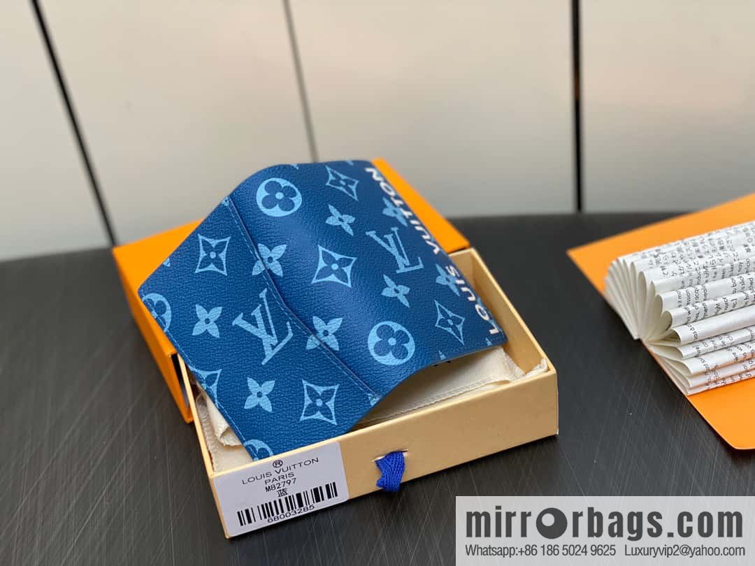 [Original single boutique] M82797 blue, silk screen card holder wallet series, pocket wallet