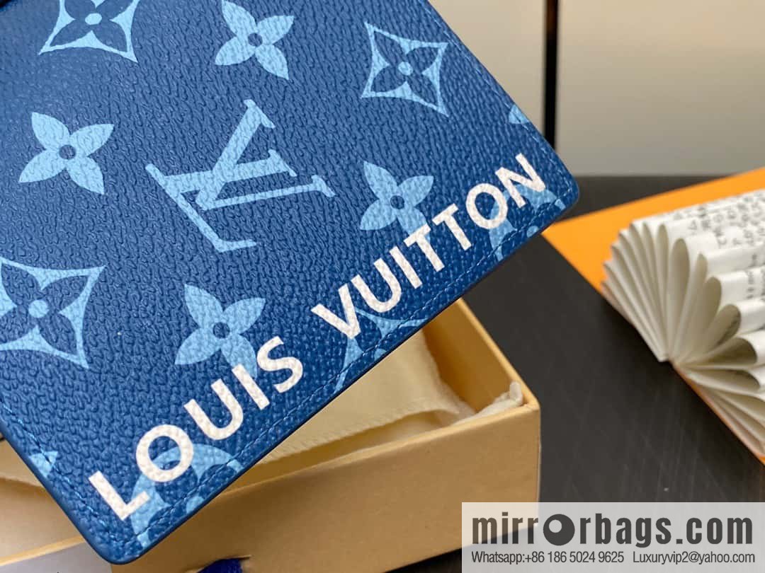 [Original single boutique] M82797 blue, silk screen card holder wallet series, pocket wallet