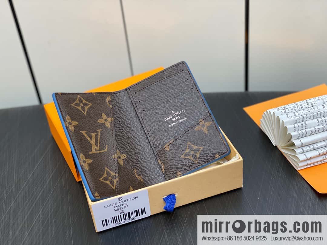 [Original single boutique] M82797 blue, silk screen card holder wallet series, pocket wallet