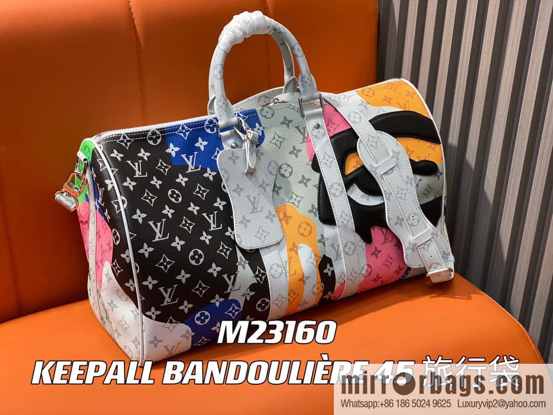 [Original order boutique] M23160 white flower (eye series) travel bag series KEEPALL BANDOULIZRE 45 travel bag