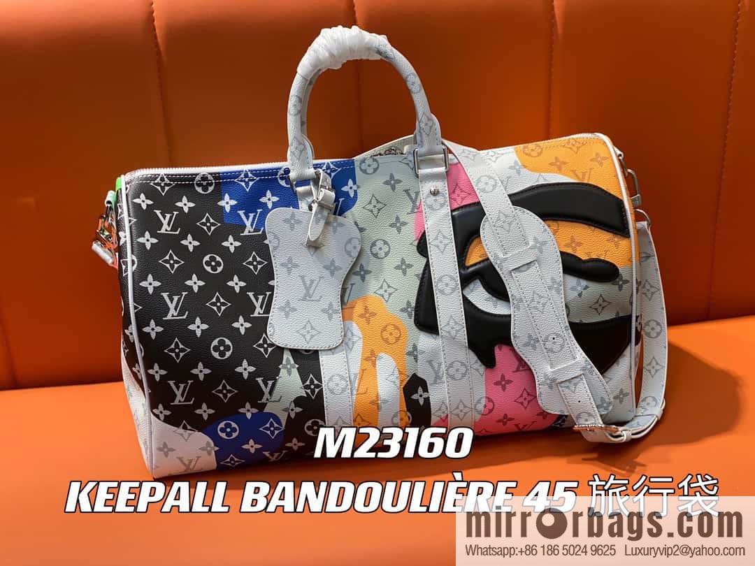 [Original order boutique] M23160 white flower (eye series) travel bag series KEEPALL BANDOULIZRE 45 travel bag