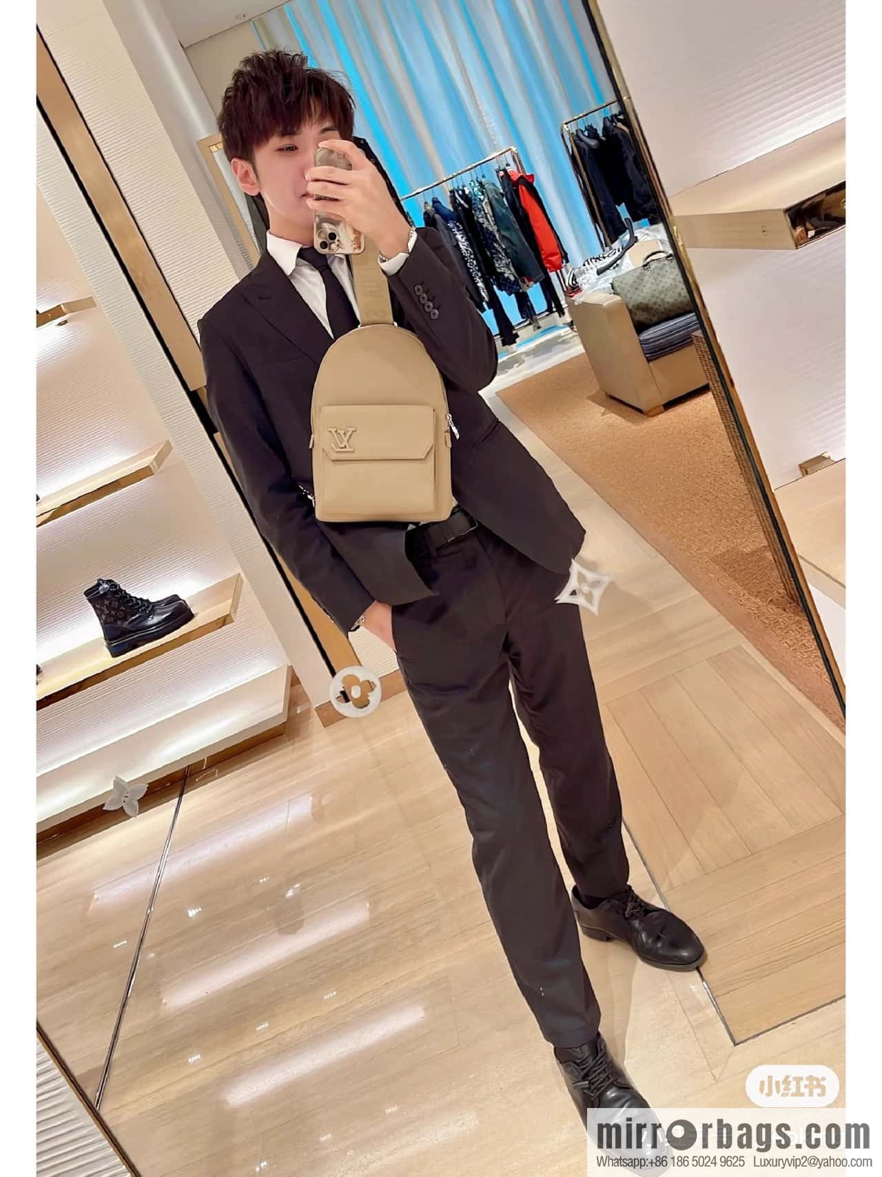 [Original order boutique] M23765 blue, full leather breast bag shoulder bag series, autumn and winter new PILOT shoulder bag