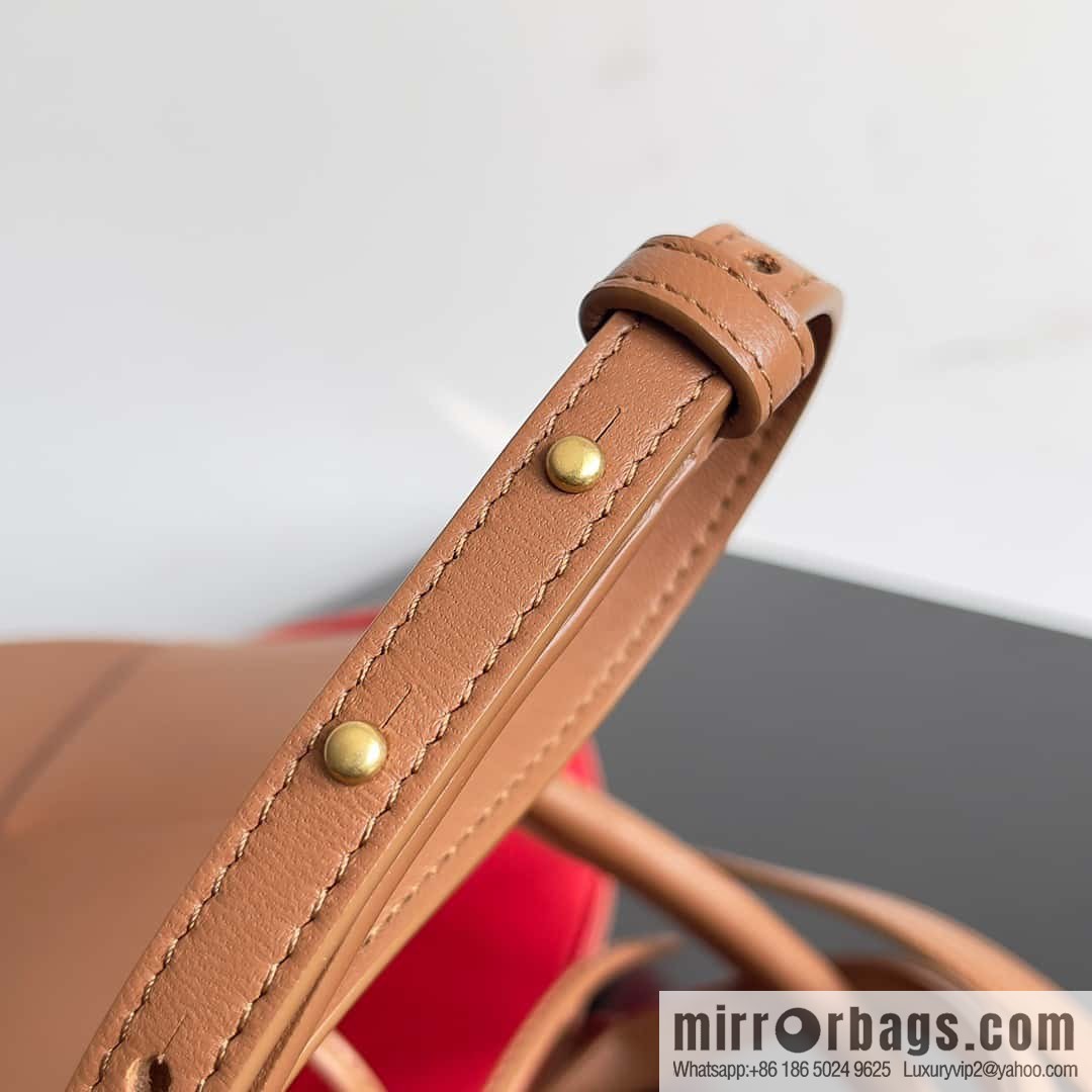 BV mini Tote bag 25cm light brown and red, model 709337.