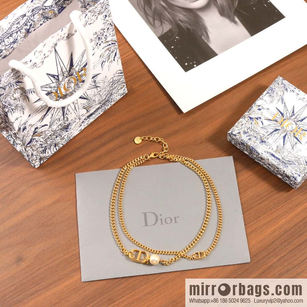 New ☑️ DIOR double pearl CD necklace