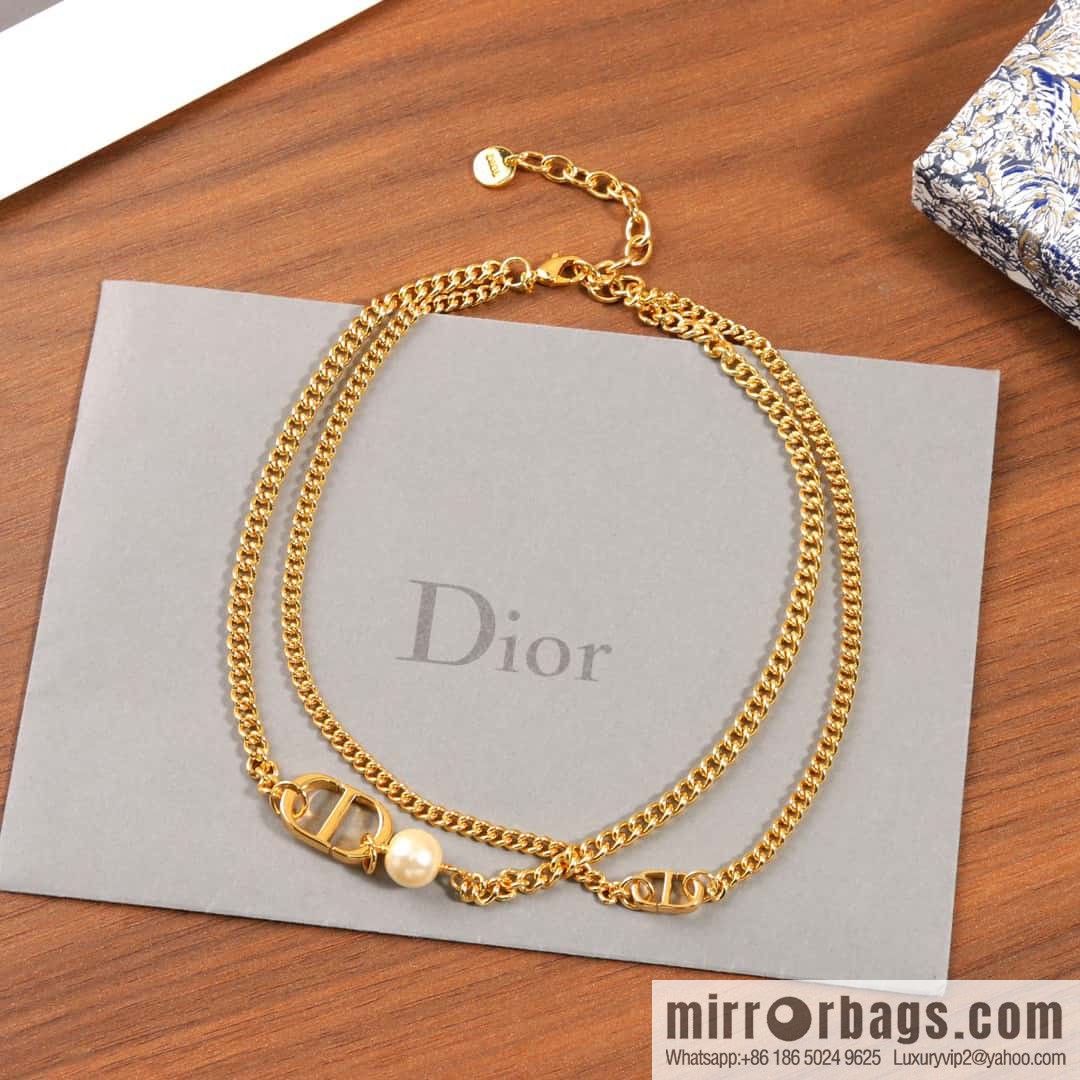 New ☑️ DIOR double pearl CD necklace
