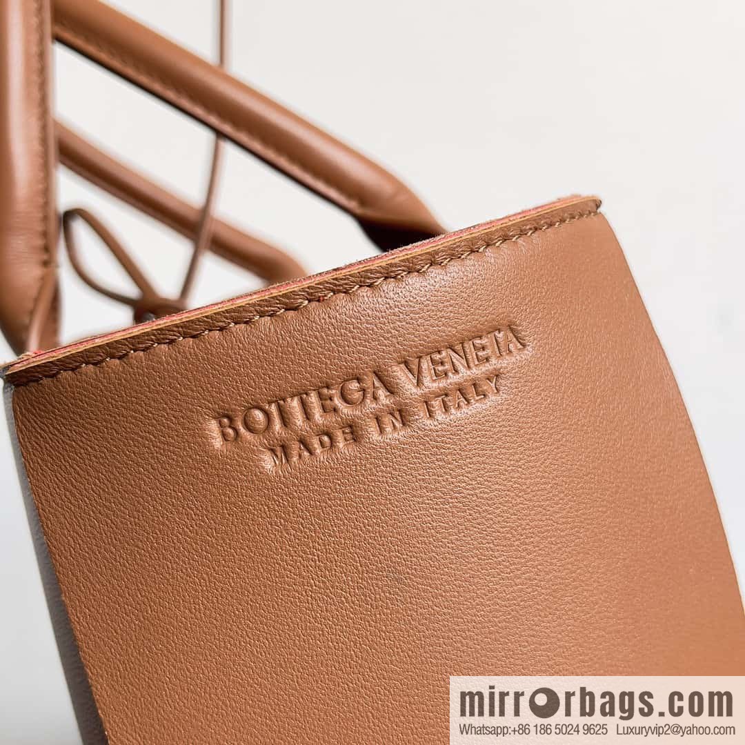 BottegaVeneta 30cm light brown red Intrecciato woven sheepskin two-color leather (fabric) tote handbag model: 652867