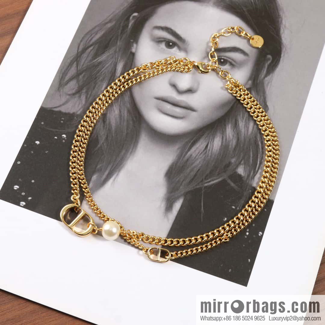 New ☑️ DIOR double pearl CD necklace