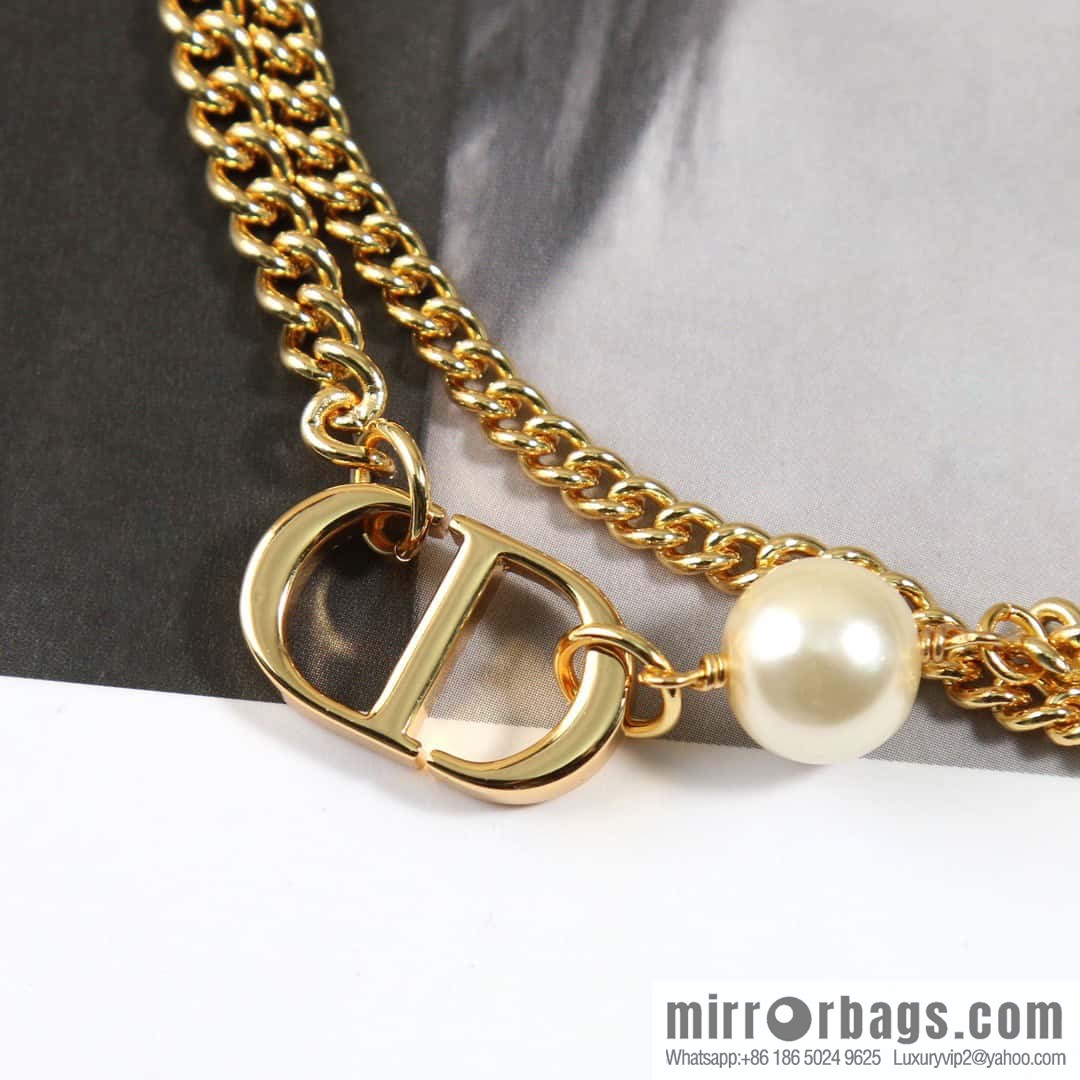 New ☑️ DIOR double pearl CD necklace