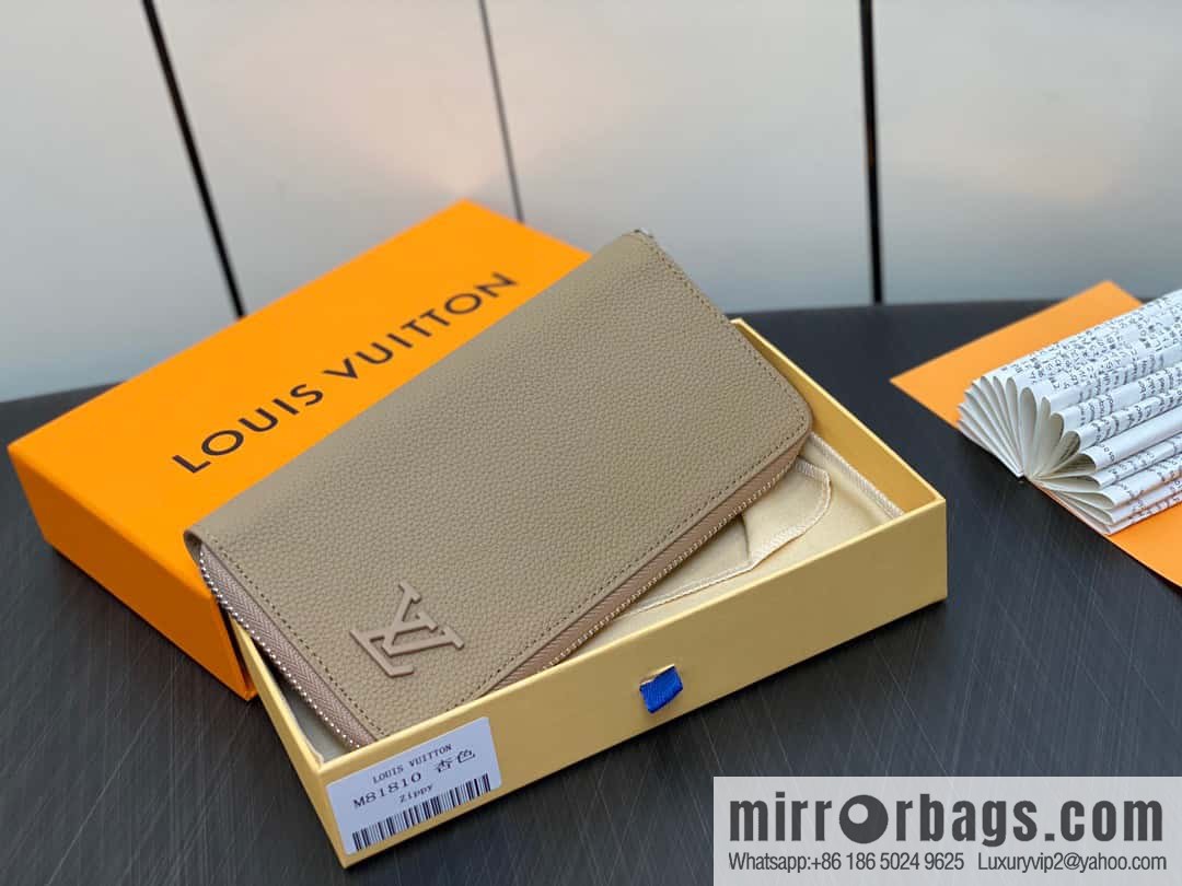 [Original single boutique] M81810 apricot, full leather, single zipper wallet series Zippy Aer zipper wallet m81767 81743 LV Aerogram leather (fabric) zipper wallet
