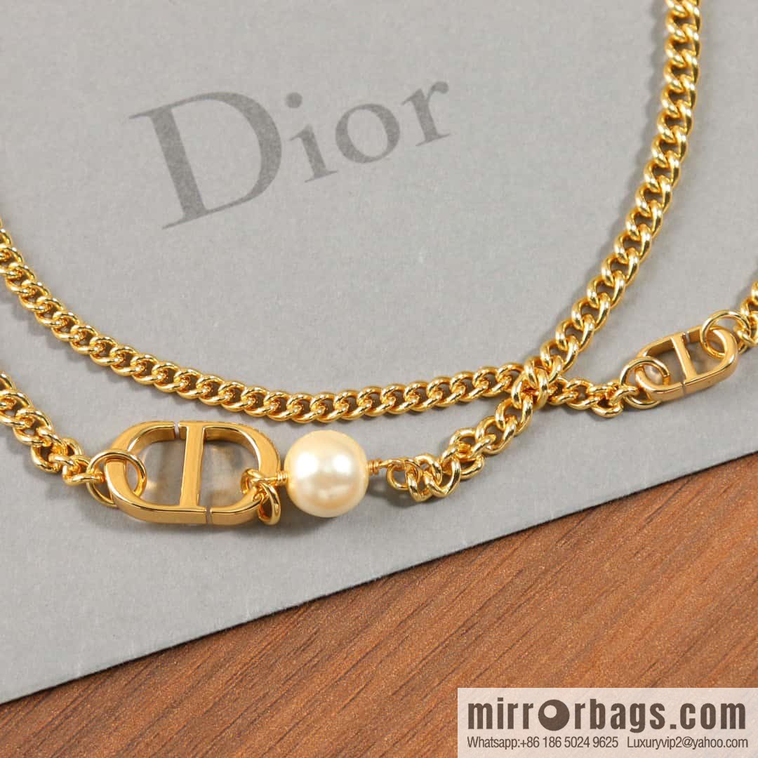 New ☑️ DIOR double pearl CD necklace
