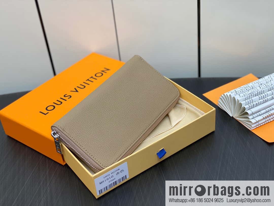 [Original single boutique] M81810 apricot, full leather, single zipper wallet series Zippy Aer zipper wallet m81767 81743 LV Aerogram leather (fabric) zipper wallet
