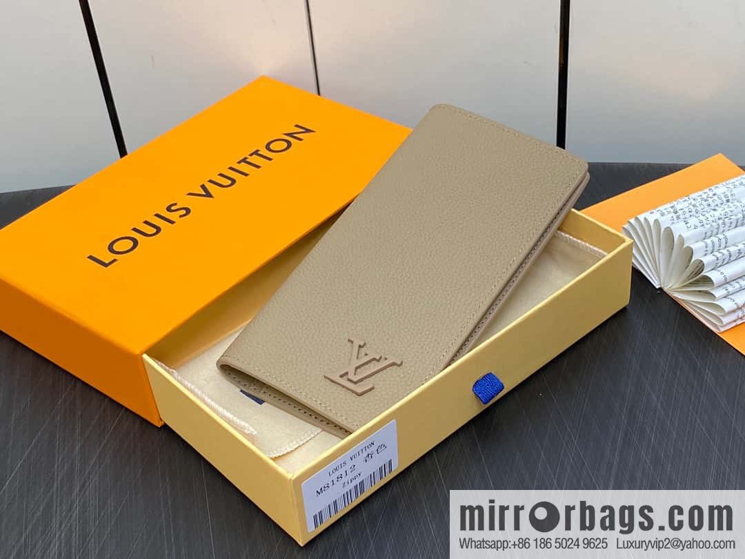 [Original order boutique] M81812 apricot, full leather suit wallet series Brazza Aer wallet m81810 69980 apricot, new LV Aerogram Brazza wallet
