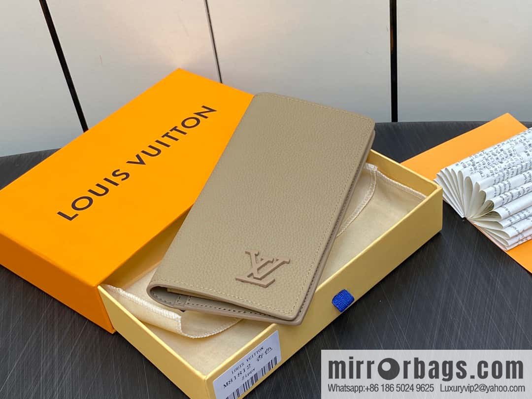 [Original order boutique] M81812 apricot, full leather suit wallet series Brazza Aer wallet m81810 69980 apricot, new LV Aerogram Brazza wallet