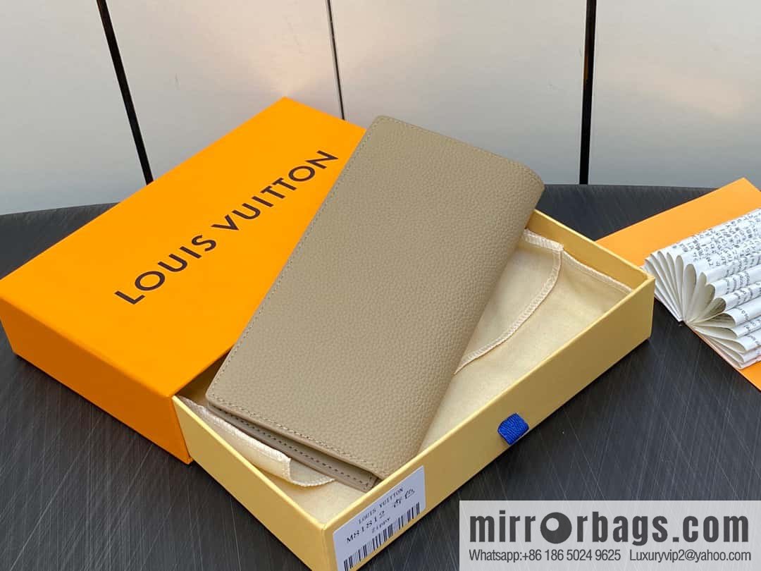 [Original order boutique] M81812 apricot, full leather suit wallet series Brazza Aer wallet m81810 69980 apricot, new LV Aerogram Brazza wallet
