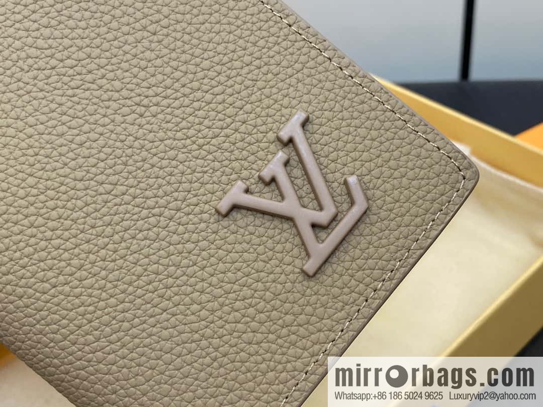 [Original order boutique] M81812 apricot, full leather suit wallet series Brazza Aer wallet m81810 69980 apricot, new LV Aerogram Brazza wallet