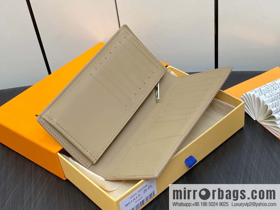 [Original order boutique] M81812 apricot, full leather suit wallet series Brazza Aer wallet m81810 69980 apricot, new LV Aerogram Brazza wallet