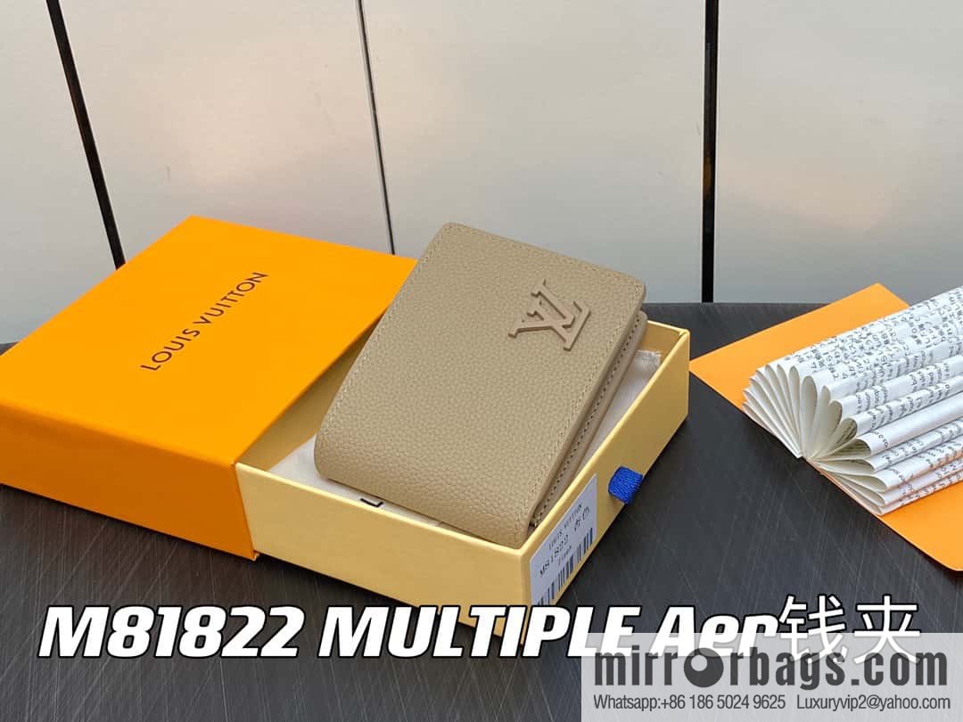 [Original order boutique] M81822 apricot, full leather suit wallet series MULTIPLE Aer wallet m81822 69829 apricot LV Aerogram Multiple wallet