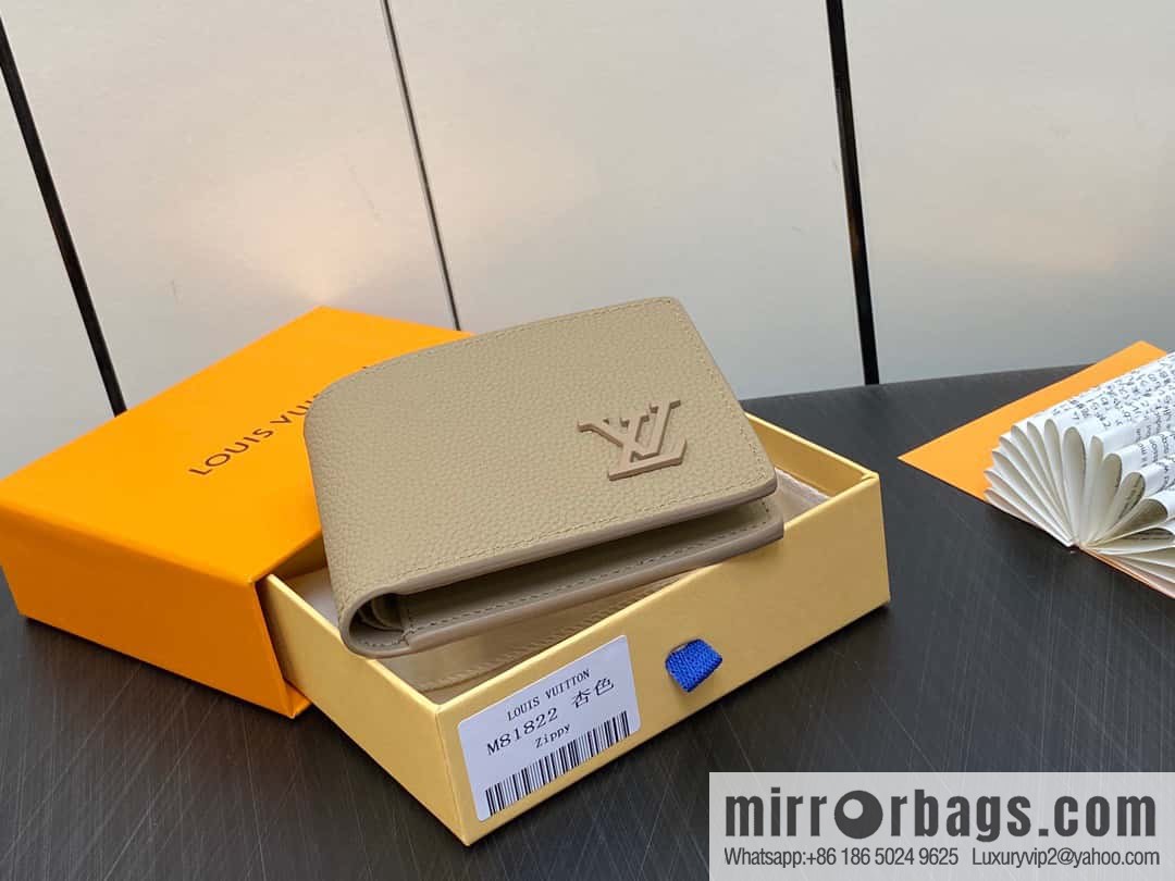 [Original order boutique] M81822 apricot, full leather suit wallet series MULTIPLE Aer wallet m81822 69829 apricot LV Aerogram Multiple wallet