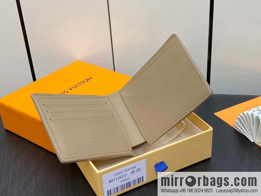 [Original order boutique] M81822 apricot, full leather suit wallet series MULTIPLE Aer wallet m81822 69829 apricot LV Aerogram Multiple wallet