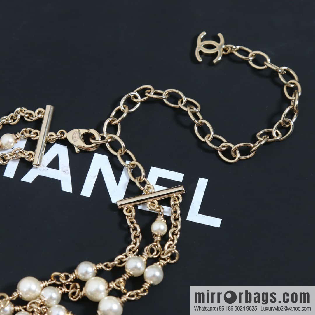 ☀️New ☑️ Chanel Double C Pink Black Camellia Pearl Necklace ☀️